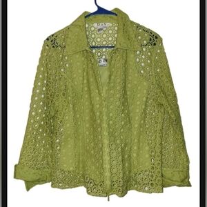 D&Y Green Spring Eyelet Lace Jacket 2 Piece Set With Matching Camisole Large